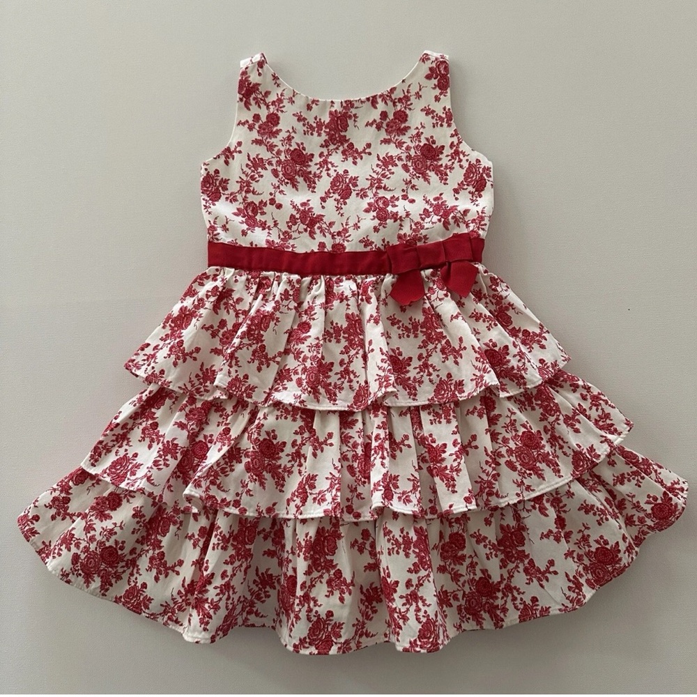 Janie and Jack Red Floral Tiered Dress